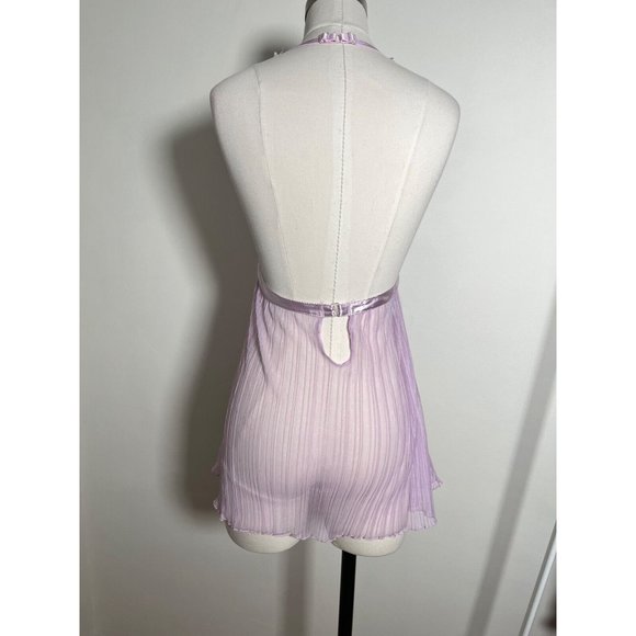 RAMPAGE Lavender Purple Sheer Babydoll Lingerie Halter Camisole Tank Sz M Medium - Picture 7 of 16